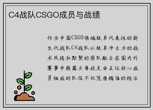 C4战队CSGO成员与战绩